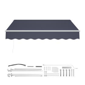 Manual Retractable Awning, 8.2' x 6.6' Outdoor Patio Awning Retractable Sun Shade