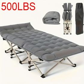 75-inch heavy-duty  folding bed, 10-leg design for stable support, portable camping bed with side pockets and mattress, winter camping equipment