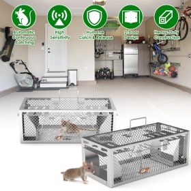 2Pack 11.81x5.63x4.45In 2-Door Humane Rat Trap Automatic Continuous Mouse Trap Reusable Galvanized Iron Live Animal Cage