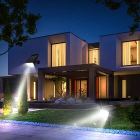 Solarek 32 LEDs Solar Landscape Spotlights IP65 Waterproof Solar Lights Auto On/Off Solar Powered Security Wall Lights (Option: Black)