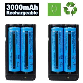 Battery 3000mAh 3.7V Rechargeable Li-ion Batteries For Torch Laser&Dual Charger (Option: 4Batteries2DualCharger)