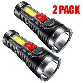 LED Flashlight Torch Rechargeable Work Light Built-in Battery (Option: 2Pcs)