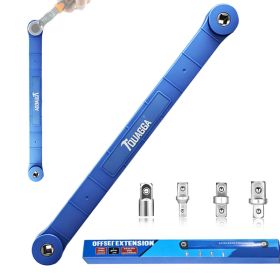 Impact Ready Offset Extension Wrench, Tight Reach Extension Wrench Set, With 1/2", 1/4" And 3/8" Square Drive Adapters (Model: blue)