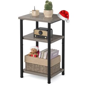 3 layer coffee table with adjustable height, small bedside table, storage shelf, suitable for bedroom, living room, office space saving (Style: Grey/1P)