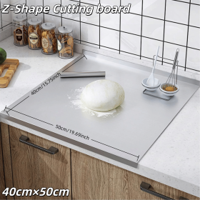 Stainless Steel Cutting Board with Lip for Kitchen Chopping Boards for Countertop Large Metal Cutting Board over Sink Suitable for Meat Fruits Ve (size: Z-Shape 40cm×50cm)