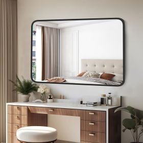 Large Rectangle Vanity Framed Mirror for Wall Matte Metal Framed 30x40 Inch Modern Mirror Tempered Glass For Living Room (size: 22X30IN)