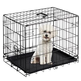 24 inch Single door Dog Cage - durable metal pet kennel, secure lock, collapsible design, removable tray for easy cleaning, portable puppy cage (size: 30in)