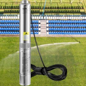 Deep Well Submersible Pump, 0.5HP 230V/60Hz, 28gpm 167ft Head, With 33ft Electric Cord, 4" Stainless Steel Water Pumps For Industrial, Irrigation (Option: Natural)